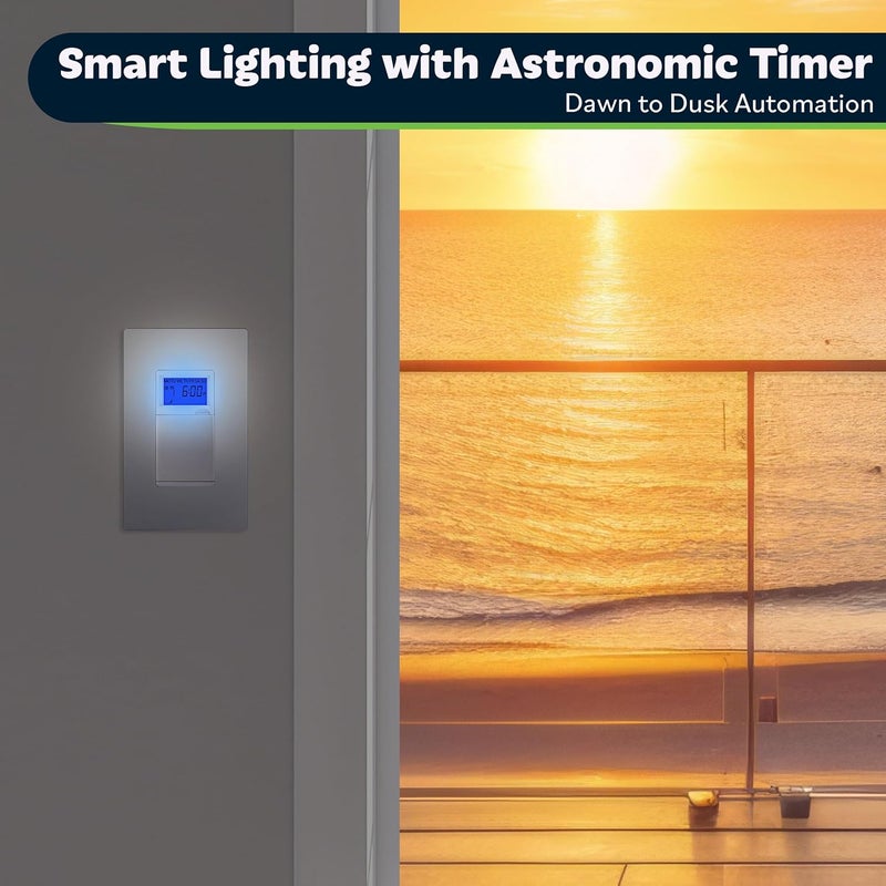 TOPGREENER Digital Astronomic Timer Switch, 7-Day Programmable Sunrise Sunset, Single Pole or 3-Way, Neutral Wire Required, 120VAC, UL Listed, TGT01-H-SV, Silver - Image 4
